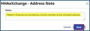 Patient Address Note